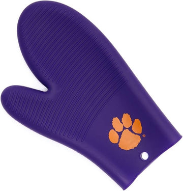 Fanpans Purple NCAA Clemson Tigers Silicone Grill Glove/Oven Mitt - One Size, Dishwasher Safe, Team Logo Design