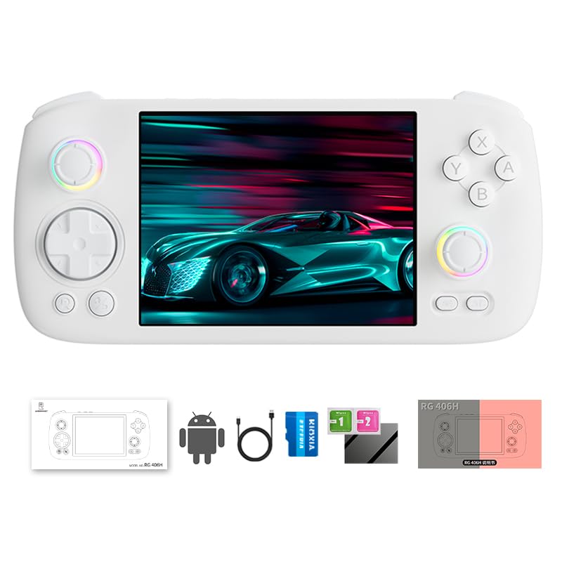 Rg 406H Retro Handheld Game Console With 4-Inch Ips Screen Rgb Lighting Handheld Retro Gaming Console With Android 13 System And