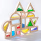 Large Wooden Building Blocks For Toddlers Baby Kids 16 Pcs Rainbow Blocks Geometry Sensory Stacking Construction Toys Set Colorf