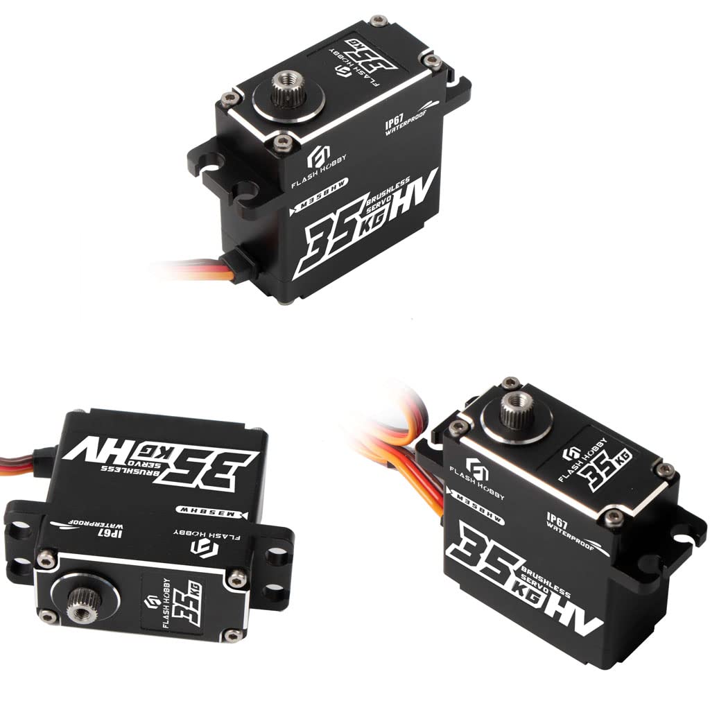 FLASH HOBBY M35BHW Waterproof I67 180 Degree 8.4V 35kg High Torque Digital Brushless Motor Servo Compatible with 1/8, 1/10, 1/12