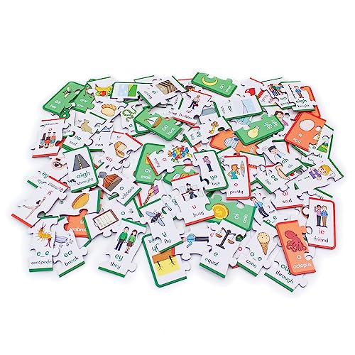 Junior Learning Vowel Puzzles - Match Long & Short Vowels With Similar Sounds, Multicolor
