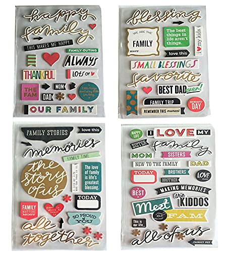 Pack Of Four Chipboard Stickers For Scrapbook (Multicolour), Paper