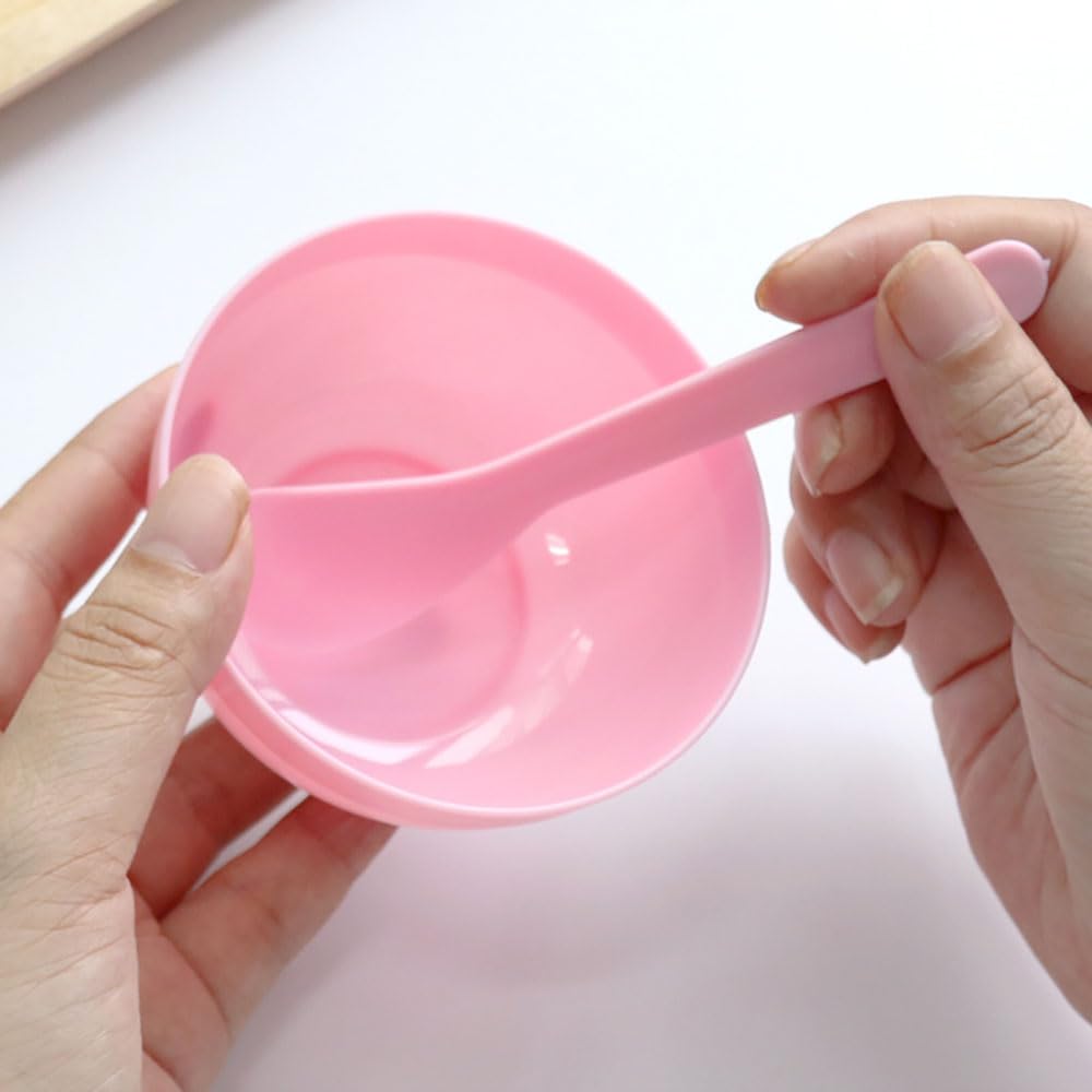 Safycaby Diy Slime Making Tools 8 Plastic Slime Bowl And 8 Glue Mixing Spoons For Funny Craft Making Arts (8 Sets Pink)