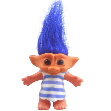 Yintlilocn Lucky Troll Dolls,Vintage Troll Dolls Chromatic Adorable For Collections, School Project, Arts And Crafts, Party Favors - 7.5' Tall Blue(Include The Length Of Hair)