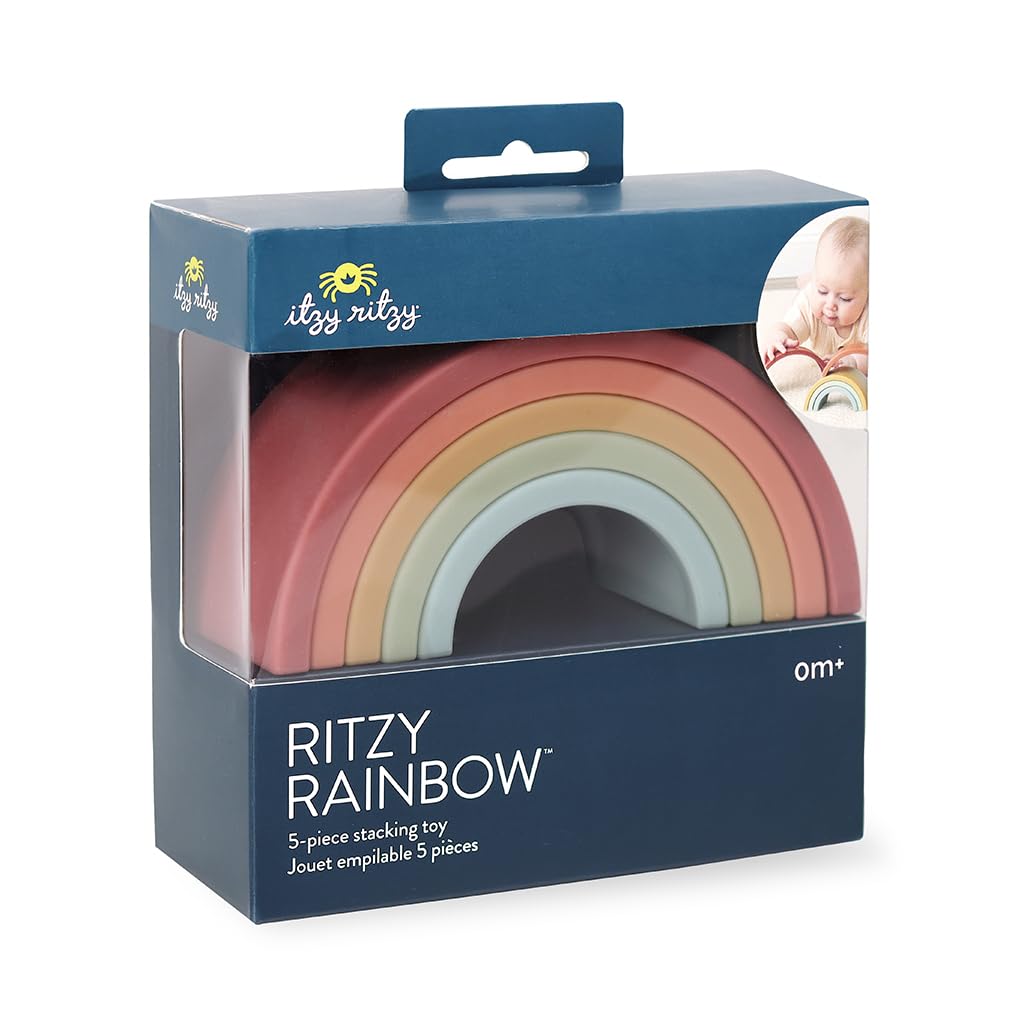Itzy Ritzy Rainbow Stacker Toy - Includes 5 Arches For Stacking; Helps Develop Hand-Eye Coordination; Rainbow