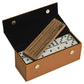 Alex Cramer Travel Domino Set - Personalized Caramel Leather Case, 28 Indestructible Double-Six Dominoes