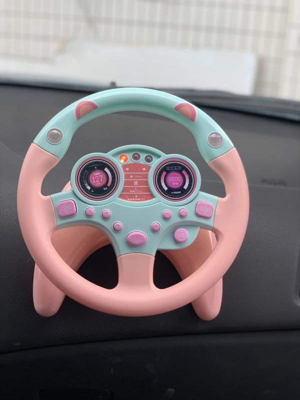 Yohencin Baby Steering Wheel Toy, Kids Steering Wheel For Car Backseat A Variety Of Car Sound Effects To Develop Baby'S Auditory