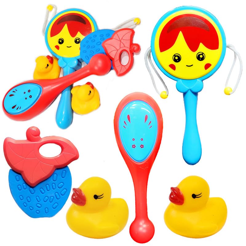 Mini Gifts  Colourful Plastic Non Toxic And Attractive Rattles, Duck ChuChu & Teather Rattle Toys For Newborn Babies