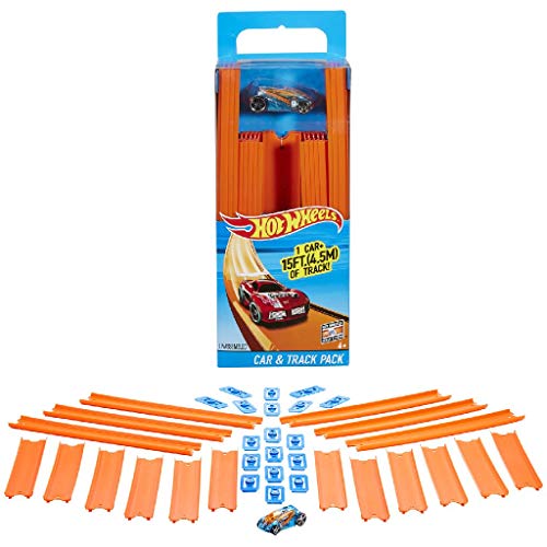 Hot Wheels Track Builder Straight Track With Car 15 Feet [Styles May Vary]