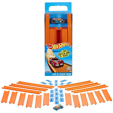 Hot Wheels Track Builder Straight Track With Car 15 Feet [Styles May Vary]