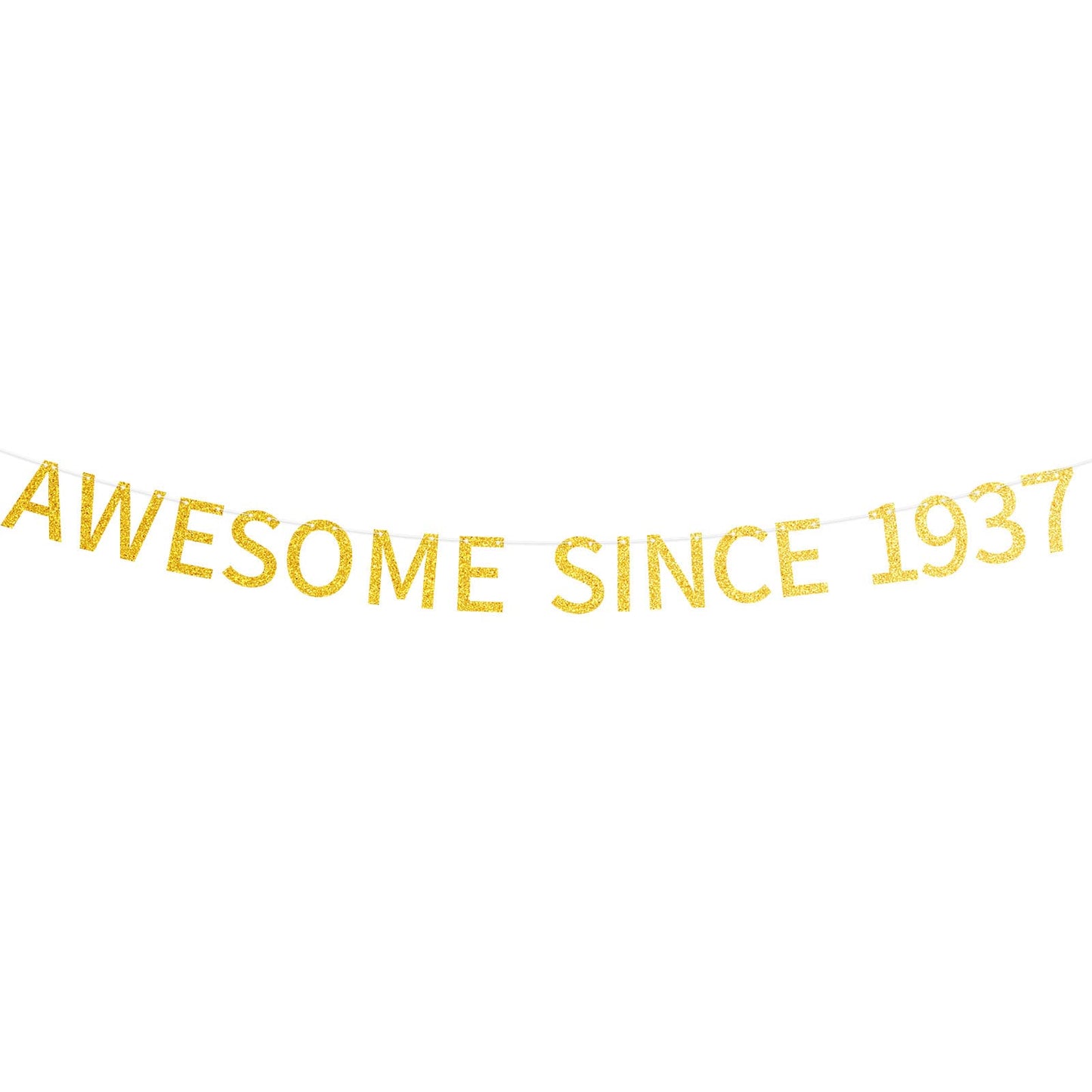 Awesome Since 1937 Banner Pre-Strung Happy 87Th Birthday Banner Gold Glittery 87 Eighty Seven Years Old Birthday Party Decoratio