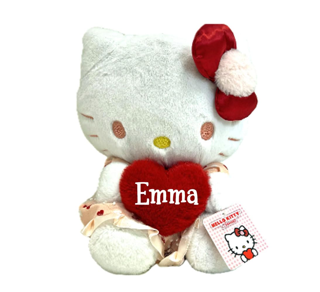 The Trendy Turtle Personalized Hello Kitty Plush Stuffed Animal - Multi, Model PERHK, Perfect for Valentine's Day
