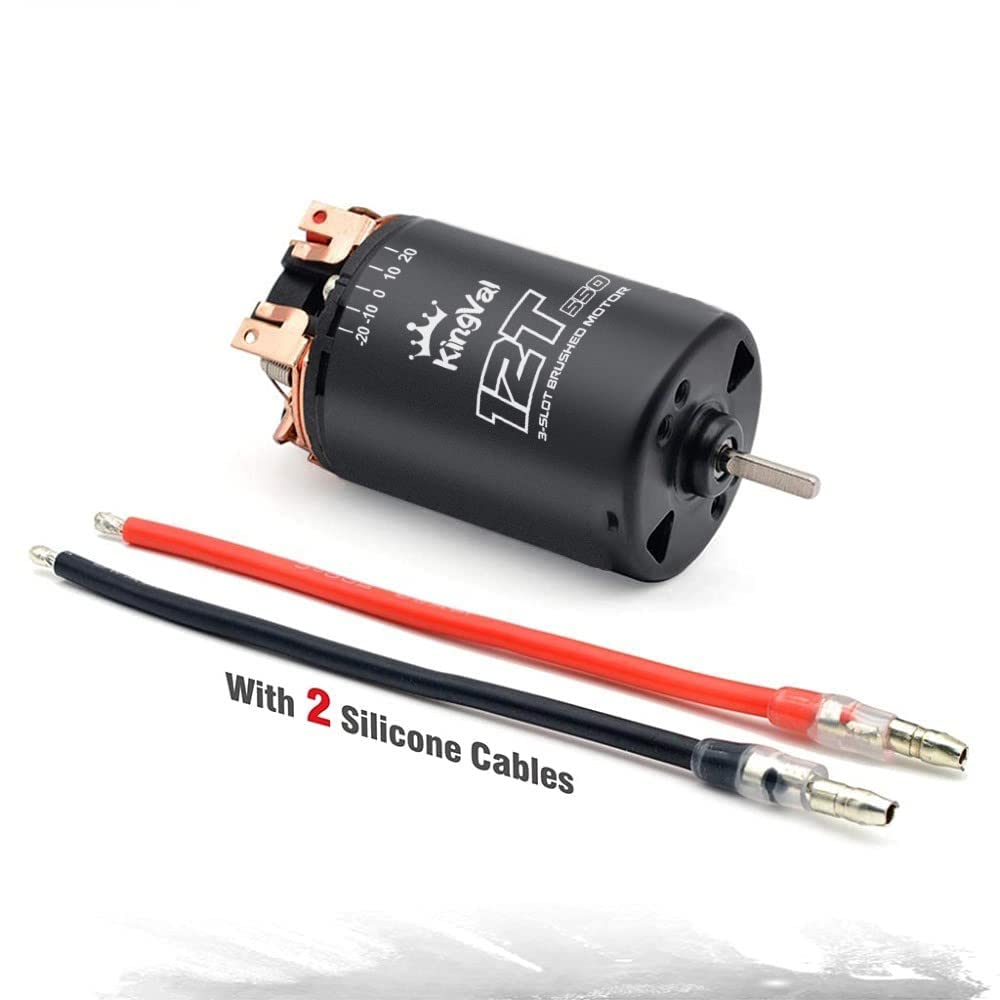 KingVal Replacement 3-Solt 550 12T Brushed Motor Replaceable Carbon Brush Shaft 3.175mm with 2 Cables Compatible with 1/10 1/12