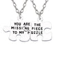 OOMPHelicious Jewellery Combo Of 2 Piece Silver Tone Jigsaw Puzzle Stainless Steel Couple Fashion Pendant Set For Men & Boys Sty