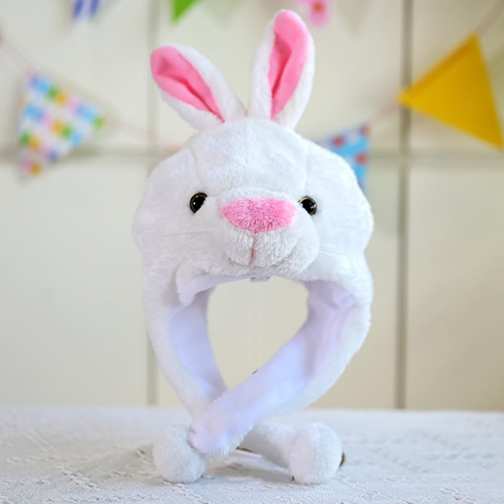 GADMEXILY Plush Bunny Animal Hat for Halloween Christmas, Cozy Funny Rabbit Hats Novelty Party Cap for Kids Girls Boys - One Siz