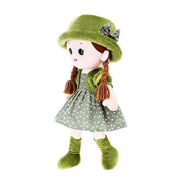 Ikasus Plush Stuffed Princess Doll With Clothes, Hat & Skirt, Cute Soft Cuddle Baby Girl Doll For Kids, Green