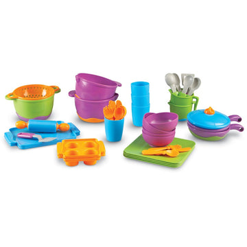 Learning Resources New Sprouts Classroom Kitchen Set - 45 Pieces, Ages 2+ Pretend Play Food for Toddlers, Preschool Learning Toy