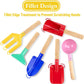 UMUACCAN 4 Piece Kids Beach Tools,Children Beach Sandbox Toys, Made of Metal with Sturdy Wooden Handle,Safe Beach Gardening Set,