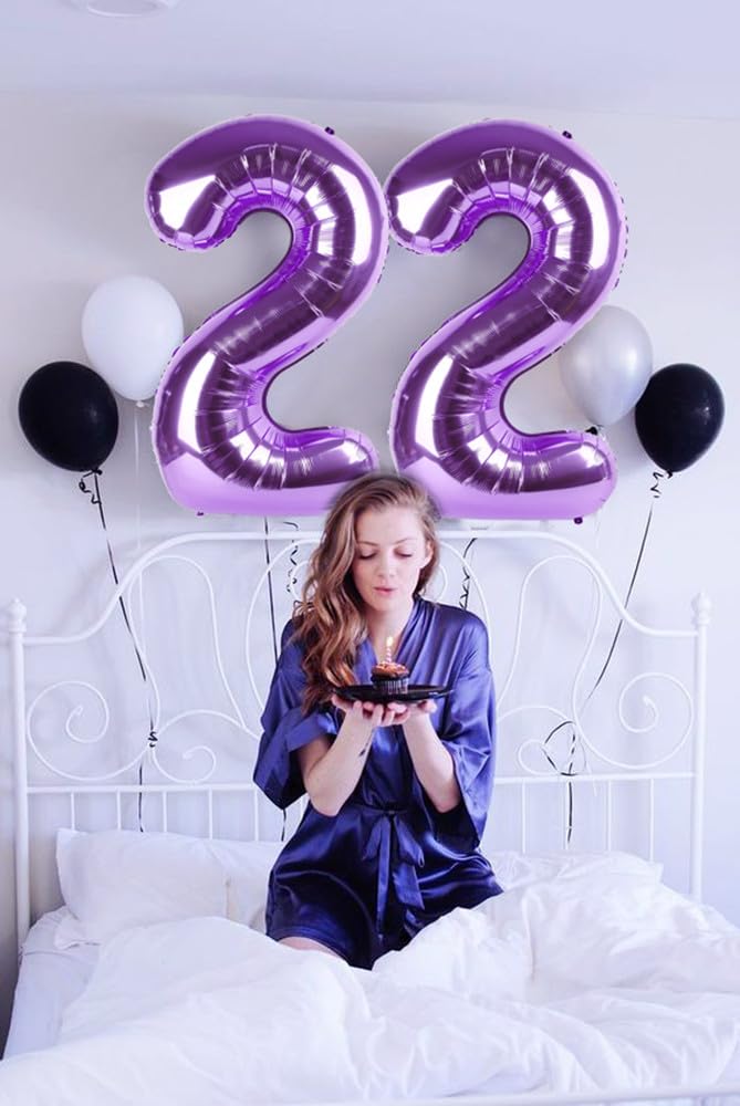 Number 2 Balloon 40 Inch Giant Two Balloon Number Purple Birthday Decorations For Women, 2Nd 12 21St Party Celebration Graduatio