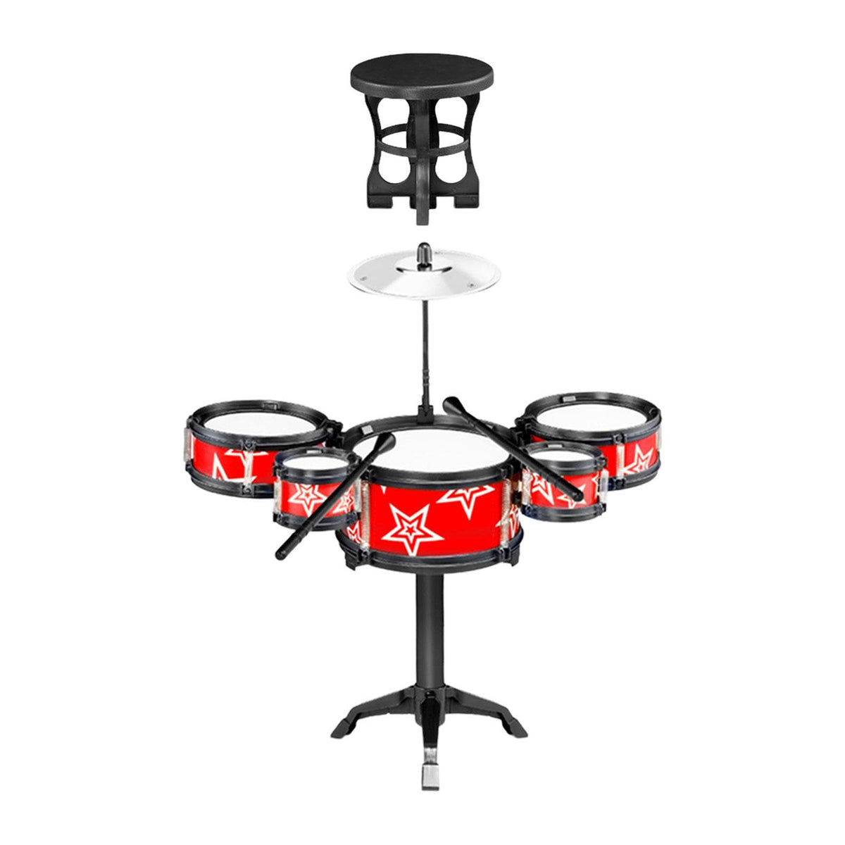Calandis Simulation Kids Drum Toys Playset Jazz Drum Kits For Kids Boys Red With Chair | Sets & Kits | Drums | Percussion