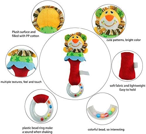 Chafin Baby Soft Rattles Shaker, Infant Developmental Hand Grip Baby Toys, Cute Stuffed Animal With Sound For 3 6 9 12 Months An
