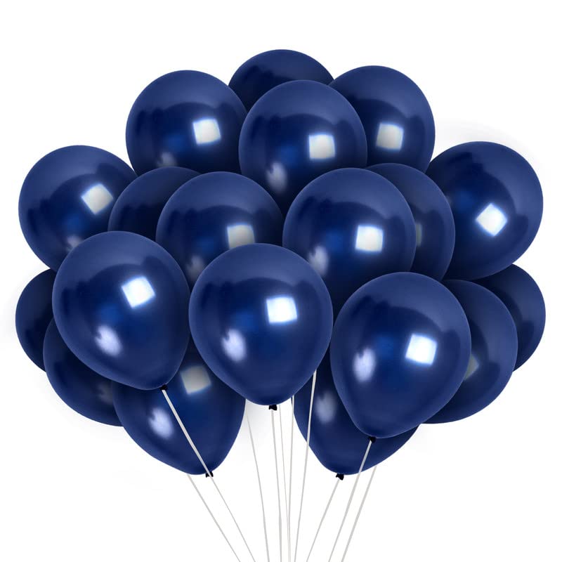 Treasures Gifted Navy Blue Balloons - Blue Metallic Balloons - Marine Balloons - Steel Blue Balloons - Navy Latex Balloons 12 In