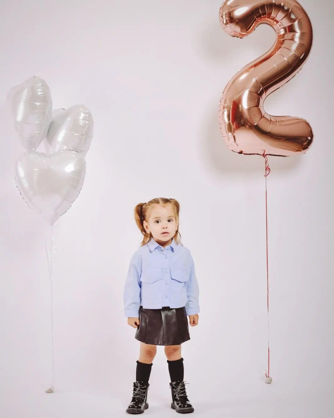 Rose Gold Number 2 Balloon 40 Inch, 2 Balloon Number, 2Nd Birthday Decorations For Baby Girls Boys Toddlers