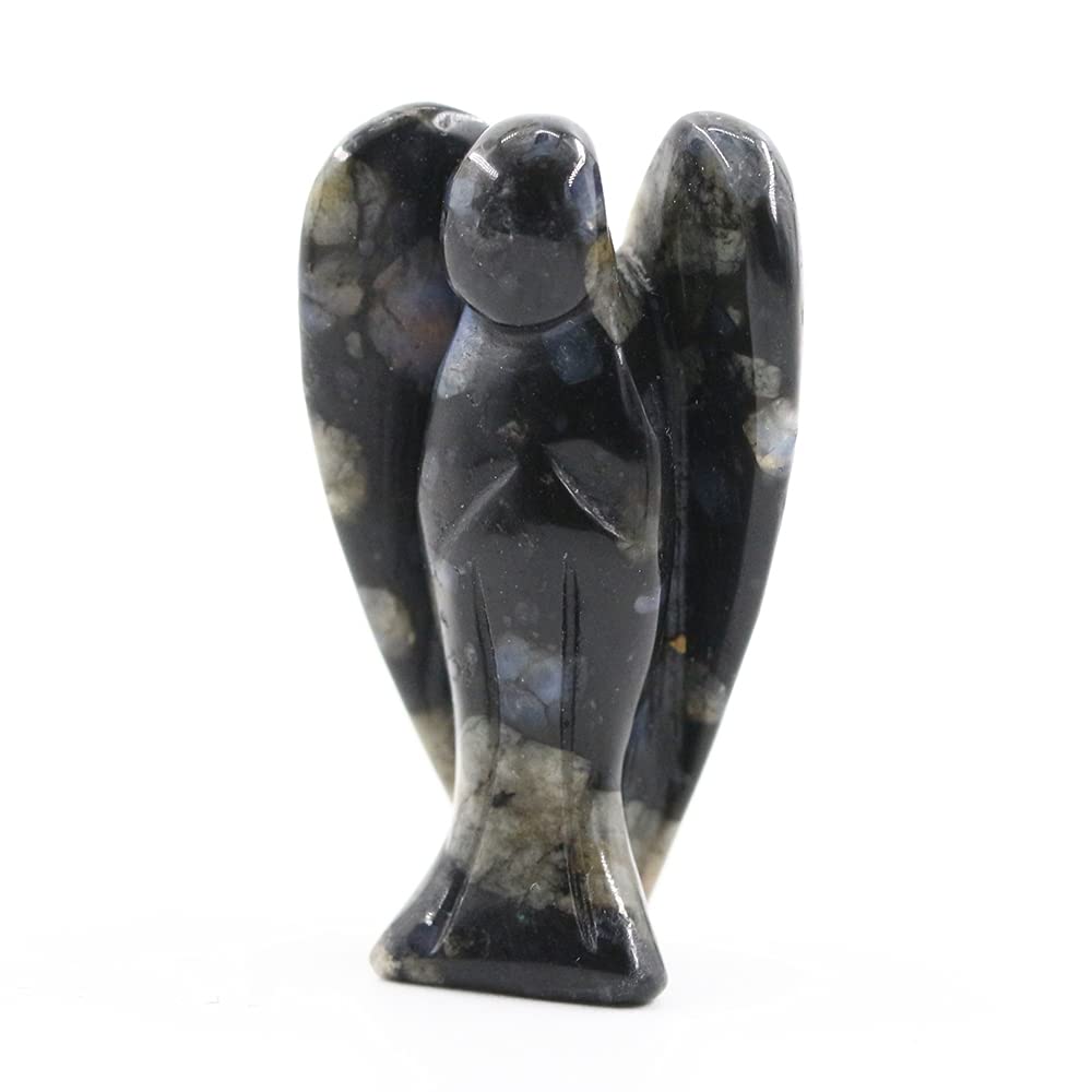 Ouubuuy Kambaba Crystal Angel Figurines Statues 4 pcs Natural Gemstone Carved Pocket Guardian Angel 1.5 inch for Healing Reiki S