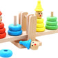 Mummamia Baby Wooden Toy Cartoon Clown Sorting Stacking Wooden Rainbow Rings Balancing Toy, Montessori Educational Building Bloc