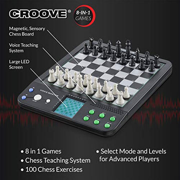 Electronic Magnetic Chess And Checkers Set 10', 8-In-1 Board Games, Digital Staunton Chess Board Game Sets For Adults & Kids, Teenager Toys, Gifts For Boys And Girls Ages 7 8 9 10 11 12+ Years Old