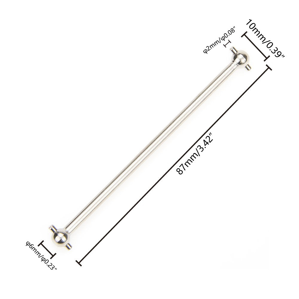 Dogbone Universal Drive Joint Cup Shaft 87mm Steel Silver for RC Hobby Model Car HPI HSP,COJOYS,4PCS (Silver)