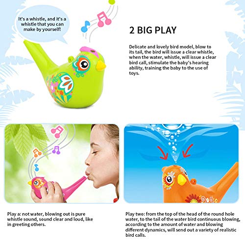 Tovip 1Pcs Coloured Drawing Water Bird Whistle Bathtime Musical Toy for Kids Early Learning Educational Children Gift Toy Musica