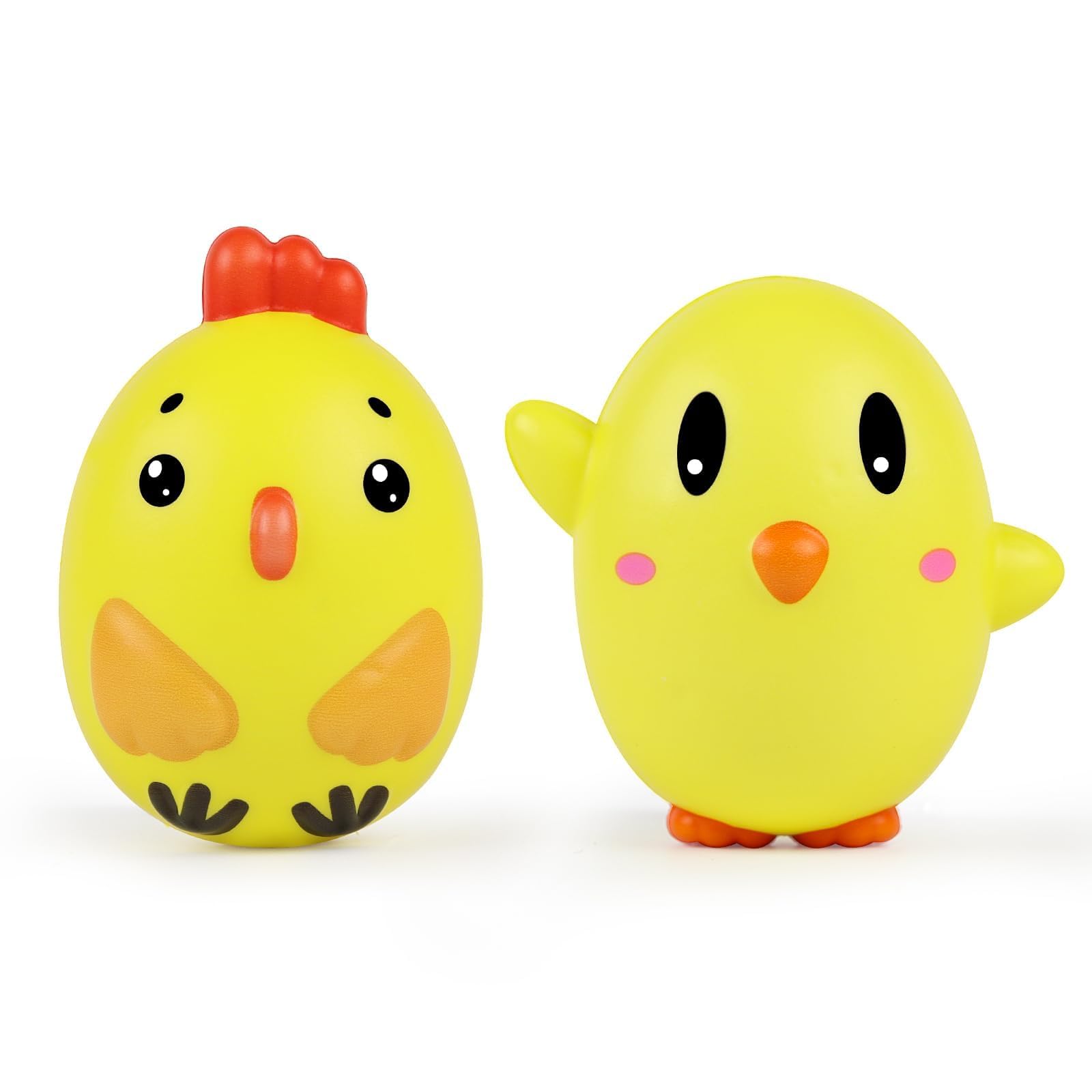Anboor 2 Pcs Squishies Easter Egg Chick Slow Rising Stress Balls For Egg Hunt Supplies Easter Basket Stuffers Stress Relief Sque