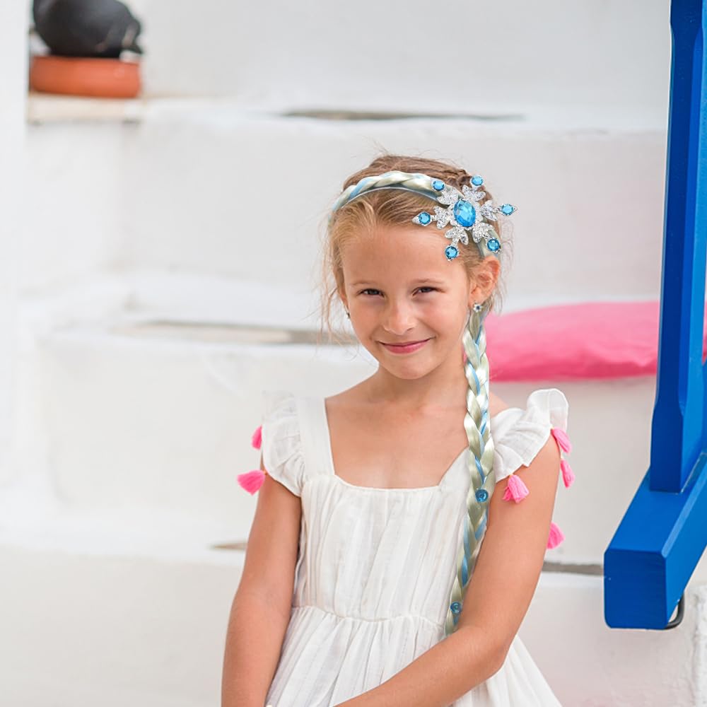 1 Pack Girls Costume Wig Princess Dress Up Braided Wigs Polyester Wig With Braid Long Hair Princess Rapunzel Hairpiece Long Hair