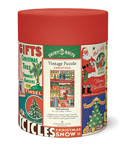 Cavallini Vintage Christmas Puzzle - 500 Piece, Multi Color, Model PZL500/CHRVIN