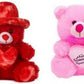 Nihan Enterprises Red Color Love Heart & Pink Color Small Fur Teddy Bear  30 cm (Pink, Red)
