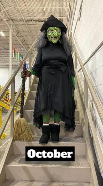 GREUS Old Woman Witch Mask with Hair & Hat Set for Halloween Scary Party Cosplay Costume Decoration (Witch Mask with Hair & Hat