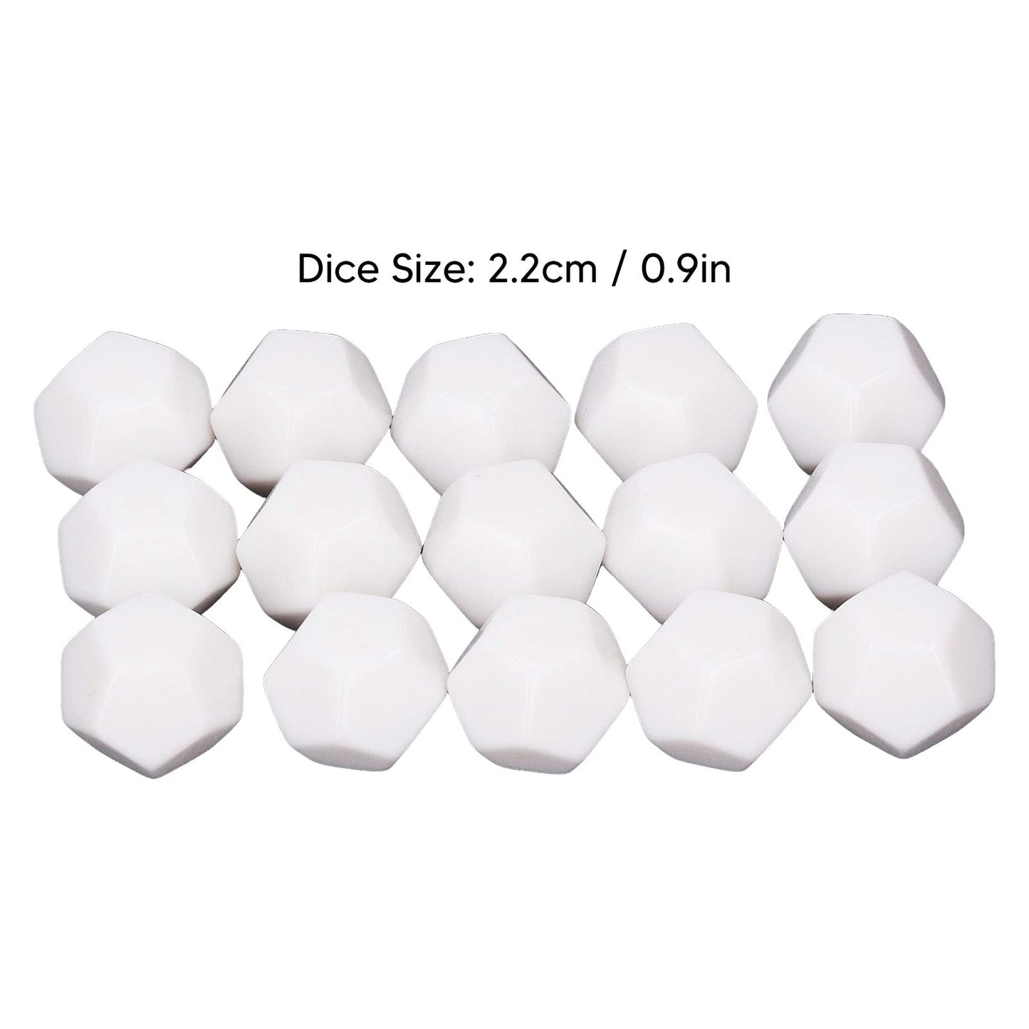 Keenso 30PCS D12 White Blank Dice,2.2CM Cubes Polyhedral Dice Kit for Entertainment Education