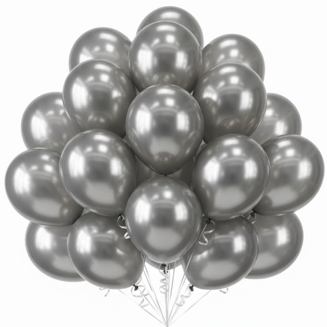 Wanna Party Silver Balloons Latex Party,20 pack 8 Inches for Birthday Decorations, Weddings, Baby Shower, Modelling, Arch