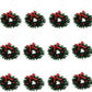 Aiffort 12pcs Funny Mini Christmas Wreaths for 1/12 Dollhouse Christmas Crafts Door D  cor