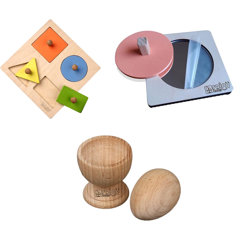 Brainytots Montessori Wooden Puzzle | Early Learning Educational Toy For Kids | Natural Wood Design | Shape Recognition, Color L