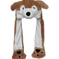 Joyhy Kids Adults Plush Hat Ear Moving Ear Flap Hat With Paw Brown Wolf