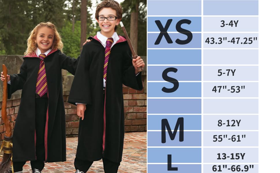 Qaq-Cosplay Kids Wizard Cosplay Costume - Magic Robe With Accessories Set For Boys & Girls - Halloween, Birthday Party, Cosplay