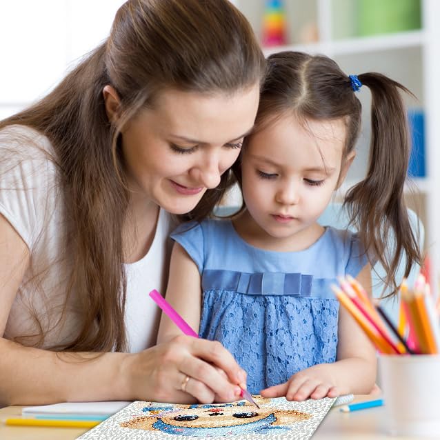 FQOVKYN 4 Pcs Baby Animals Diamond Art Kits for Kids, Cute Animals DIY Diamond Arts Mosaic Kits for Adults Beginner, Full Round