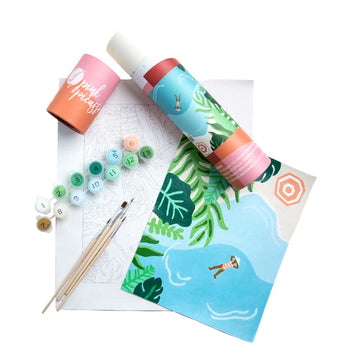 Pink Picasso Kits Mid Century Modern Paint By Number For Kids Ages 8-12 | Diy Beginners Kids Craft Kit Acrylic Paint Canvas Pain