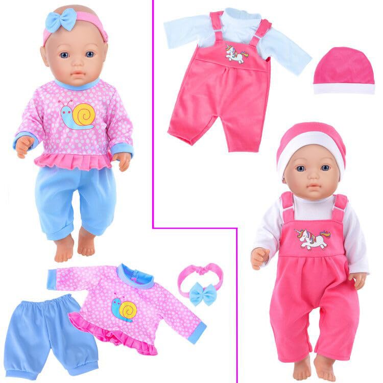 10 Sets Doll Clothes Accessories Play Set Include Rompers Outfits For 14-16 Inch Dolls And 43Cm/17 Inch New Baby Dolls (No Doll)