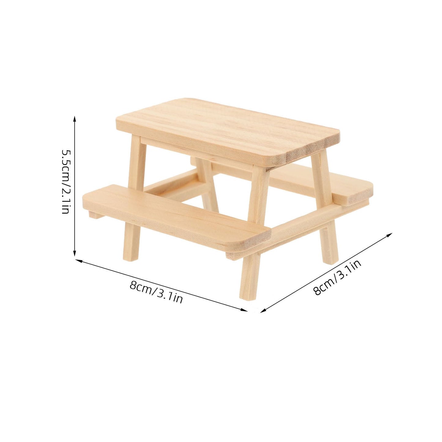 Toyandona Miniature Picnic Table Model Wooden Dollhouse Furniture For Decorations