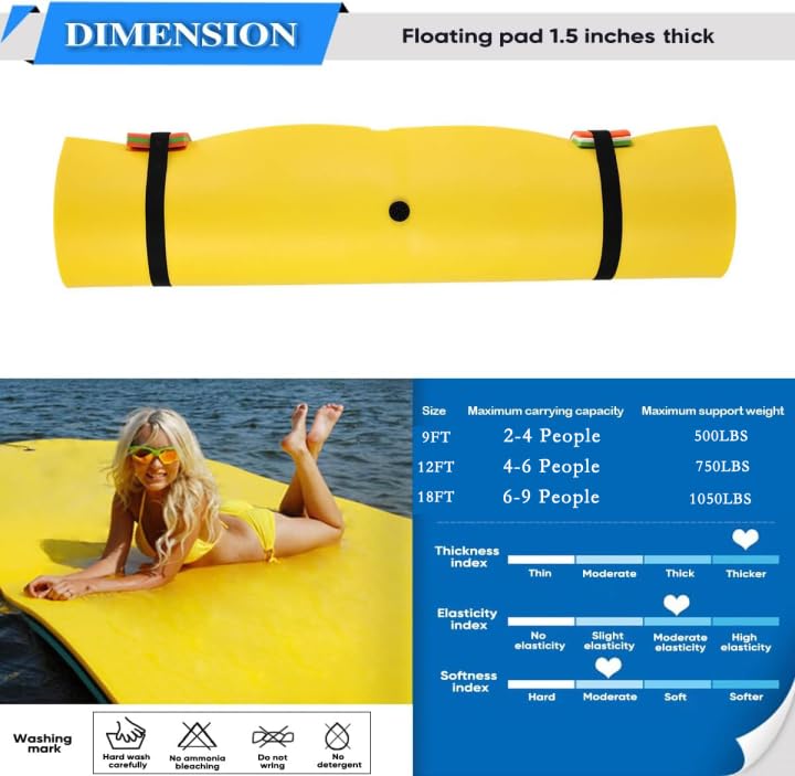 MarKnig 18x6 Ft Floating Mat, Lily Pad Floating Mat, Water Mat for 6-9 Adults, Floating Pad for Lake, 3-Layer Tear-Resistant XPE
