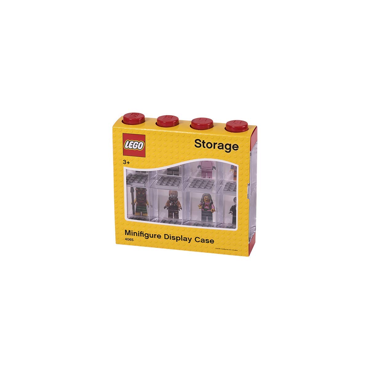 Room Copenhagen Lego Minifigure Display Case, Stackable Storage Container For Collectible Figurines, 4 Stud, Bright Red