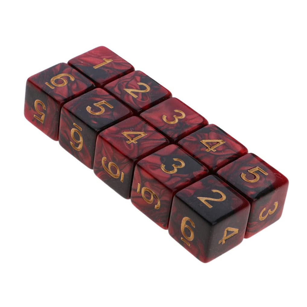 Yiotfandoll 10PCS Polyhedral Dice D6 Dice 16mm Acrylic 6 Sided Dice Double Colors Game Dice for RPG MTG DND Dice Table Games (Re
